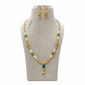 Exquisite Gold Plated Pota Stone and <b>Pearl</b> Long Necklace <b>Set</b> 12741804GR a Dazzling Display of Fine Jewelry - Product Image 2
