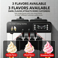 Machine à glace molle professionnelle YCF 3 saveurs en acier inoxydable, garantie 1 an, pour restaurants, cafés, commerces, OEM/ODM pris en charge