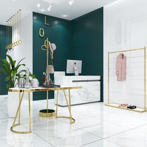 Idee per nuovi prodotti espositori per negozio di abbigliamento negozio appendiabiti stand boutique gold clothing wall rack - Product Image 6
