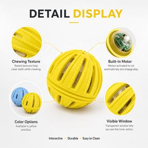 Interactive <b>Dog</b> Rugby Toy Motion Activated Chew <b>Ball</b> Built-in Motor Auto Rolling Teeth Cleaning for Pet Play - Product Image 3