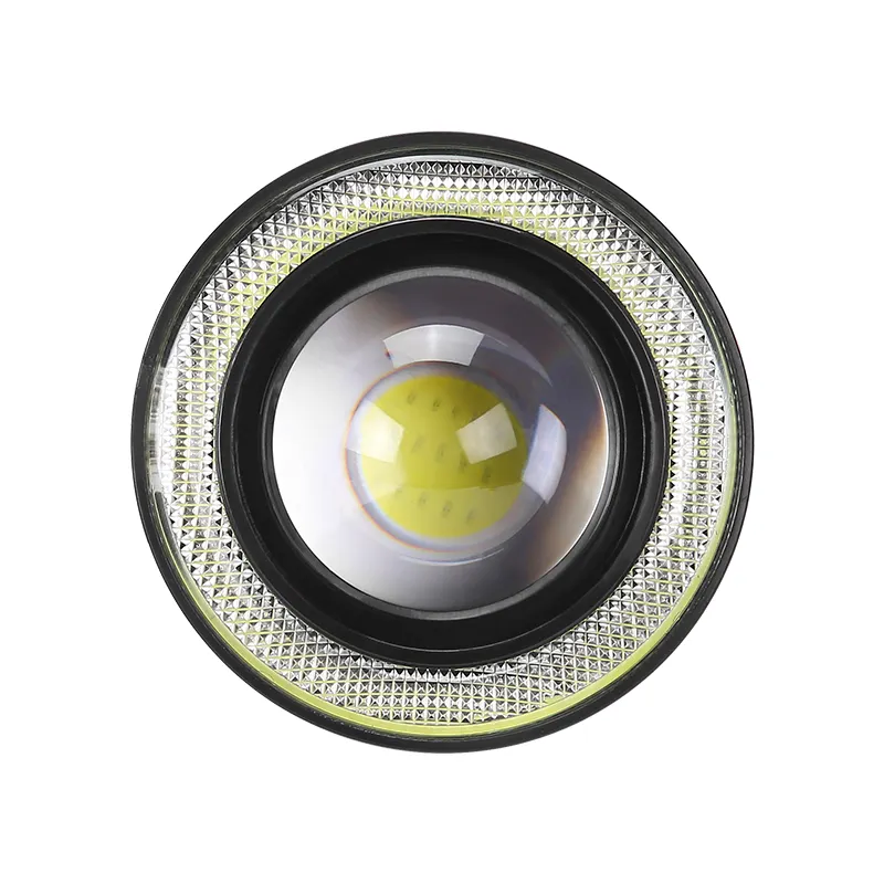 Bombilla de luz antiniebla LED universal faros delanteros 12V Amarillo Blanco COB DRL luces de conducción 2,5 "3,0" 3,5 "Angel Eyes lámpara antiniebla para coche