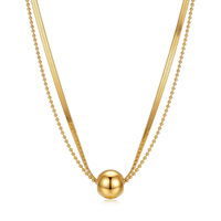 Collier polyvalent en acier inoxydable plaqué or 18 carats avec petites boules dorées, bijoux de qualité supérieure pour femmes TGXL15429