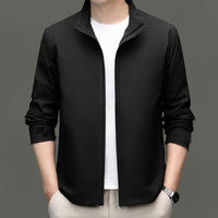Blouson Bomber Homme Haut de Gamme Imperméable Coupe-Vent à Col Mandarin et Fermeture Éclair, Imprimé Uni, Coupe Ample, 100% Coton, Printemps/Automne