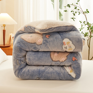 <strong>Teddy</strong> <strong>Fleece</strong> Thick Winter Comforter Polyester Filled Quilt Down <strong>Duvet</strong> with 2 Pillow Shams <strong>Fleece</strong> Comforter Set - Product Image 2