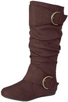 Xinzirain Bottes plates à fermeture à enfiler mi-mollet en daim noir personnalisées pour femmes