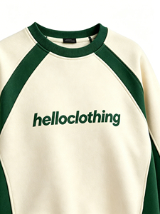 Sweat-shirt personnalisé en gros avec logo, pour hommes et femmes, manches raglan contrastées, col rond, pull, vêtements de sport à marque privée - Product Image 6