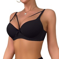 Sujetador Push-Up Sexy de Europa y Estados Unidos, Sujetador Simple y Suave con Tirantes, Ropa Interior Cómoda y Ajustable