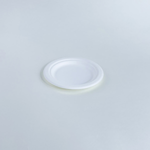 Assiette ronde blanche compostable à 3 compartiments de 9 pouces en bagasse de canne à sucre, écologique et biodégradable - Product Image 1