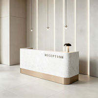 Comptoir de réception commercial de luxe, design moderne, en MDF durable, personnalisable, pour écoles et centres commerciaux, 26 ans d'expérience