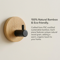 Crochets muraux en bambou autocollants sans perçage, robustes, certifiés FSC, pour rangement domestique, fournisseur en gros