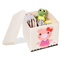 Boîte de rangement en tissu pliable anti-poussière avec couvercle, motif animaux de dessin animé personnalisé, pour chambre d'enfant ou salle de jeux, vente en gros