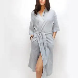 도매 여성 Bathrobe100 % 유기농 코튼 모슬린 잠옷 레저 착용 잠옷 경량 잠옷 캐주얼