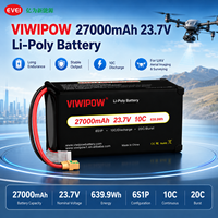 Pin UAV bền bỉ 6S 27000mAh 23.7V 10C cho máy bay không người lái bảo vệ thực vật, có đầu nối tùy chỉnh, sẵn sàng giao hàng, tuổi thọ chu kỳ cao