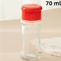 Bouteille de poivre en verre d'assaisonnement ronde transparente de 70ml vide avec bouchon en plastique