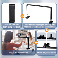 Lampe de maquillage pour salon de manucure, tatouage et cils LED 40W avec support pour smartphone et design réglable, lumière de bureau en forme de demi-lune