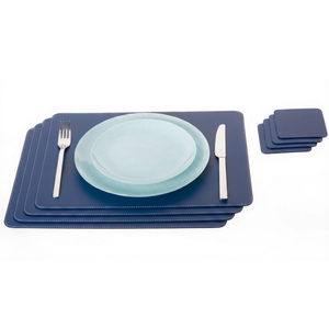 Set de table en cuir véritable de luxe, logo gravé personnalisé, sets de table imperméables et résistants à la chaleur, tapis de table LPM-0003E - Product Image 1