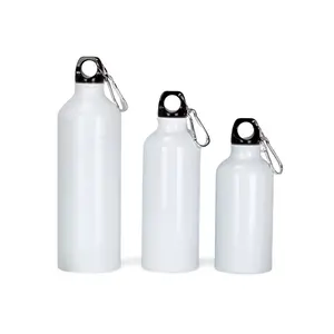 Customized Outdoor Sport Sublimation Stainless Steel Aluminium 600 ml Classic Water Bottle With Carabiner Clip for promotion