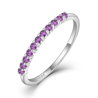 Dernière conception de bijoux de haute qualité Bague en argent sterling 925 Bague d'amour d'amitié Bague fine simple en zircon coloré pour femmes