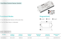 Interrupteur à capteur double porte DC12/24V avec fonction de gradation et anti-buée pour éclairage LED d'armoires et placards