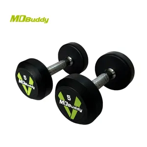 MDBuddy Dumbbell karet 50KG terlaris peralatan Gym Dumbbell dilapisi karet