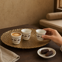 Ensemble de tasses à café arabes en céramique Finjan Cawa 60 ml sans anse, vente en gros, hôtel, restaurant, coffret cadeau, fournisseur OEM ODM