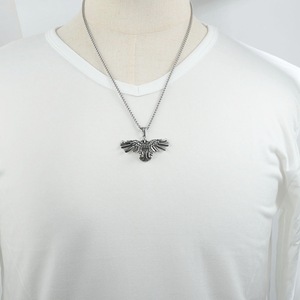 Collar de Acero Inoxidable con Colgante de Águila, Joyería de Moda para Hombre, Estilo Europeo Americano, Amuleto Animal, Cadena de Regalo, Perla Cuadrada de 60C - Product Image 4
