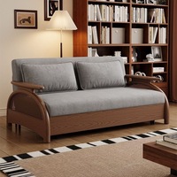 Nuevo Sofá Cama de Madera Maciza, Sofá Cama Extensible Multifuncional de Terciopelo con Almacenamiento, Muebles de Sala de Estar para Apartamentos Pequeños