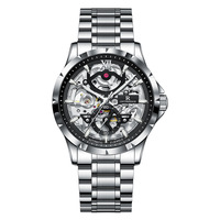 Montre mécanique automatique squelette, boîtier transparent lumineux, boîtier en alliage d'acier inoxydable, cadran à aiguilles, résistant à l'eau 30M