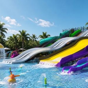 Équipement de parc aquatique professionnel sur mesure de grande taille avec toboggans en spirale et ondulés pour stations balnéaires et aires de jeux extérieures - Product Image 6