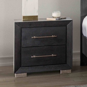 Comodino Contemporaneo con Finitura Nera, Gambe Cromate, Maniglie in Metallo, Cassetti con Chiusura Morbida, Arredamento per Camera da Letto - Product Image 6