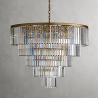Lustre rond en cristal K9 transparent avec cadre noir, style post-moderne simple et luxueux, pour salon, chambre à coucher, salle à manger