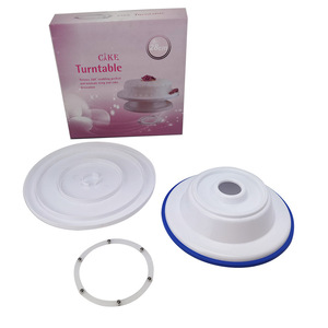 Plastic Cake Turntable Round White With Blue Non Slip Strip For Birthday Cake Decorating Household Use - Product Image 2
