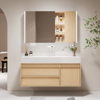 Armoire de salle de bain murale vintage jaune de 32 pouces avec grille en bois moderne luxueuse, lavabo en pierre et armoire miroir