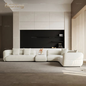 Canapé <span class=keywords><strong>italien</strong></span> de luxe au design moderne, droit/<span class=keywords><strong>angle</strong></span>, canapé modulable incurvé en tissu marron personnalisé - Product Image 3