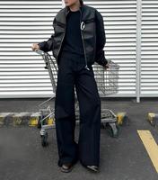 Veste de motard sur mesure en cuir PU avec fermeture éclair sur le devant et bouton de moto de rue pour hommes fabricant de veste