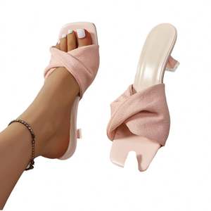 Chaussures à talons aiguilles pour femmes, style européen et américain, avec nœud, en satin, confortables, à bride arrière ouverte, féminines et haut de gamme - Product Image 4