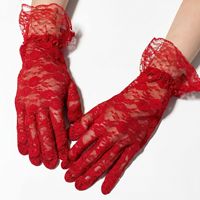 Gants courts en dentelle florale pour femmes, élégants, à volants, pour les fêtes, l'opéra, les dîners, les mariages