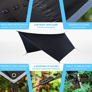 WOQI vente en gros auvent extérieur hamac de survie Rainfly Camping tente bâche Polyester 210D grand <span class=keywords><strong>Ultra</strong></span> léger étanche - Product Image 4