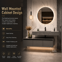 Meubles-lavabos de salle de bain avec comptoir en marbre, achat en gros, meuble-lavabo flottant moderne gris avec étagère ouverte