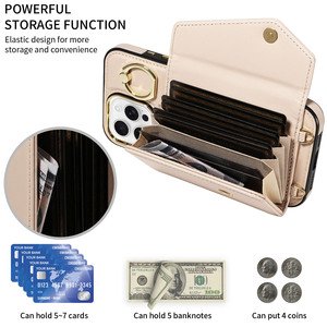 ドロップシッピングギフト HA iPhoneシリーズ 携帯電話レザーケース Apple 16 Pro 保護ケース iPhone 16 落下防止 レザーカードバッグ - Product Image 2