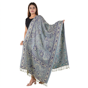 Elegant Women's Viscose Stole with Decorative Woven Border Soft Lightweight Fashion <b>Wrap</b> Neck Scarf Travel <b>Shawl</b> for Daily Use - Product Image 1