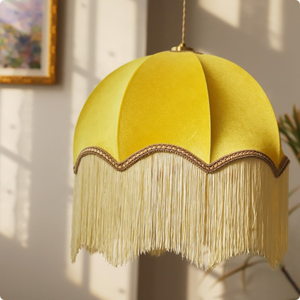 Lampe suspendue bohème à pompons, abat-jour en tissu, lampe suspendue vintage en textile pour restaurant, hôtel, projet commercial - Product Image 2