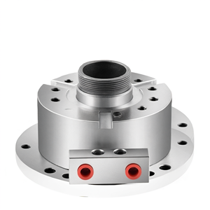 Base de mandrin de tour CNC en fonte avec vérin hydraulique rotatif vertical à 3 mors, structure en acier durable - Product Image 1