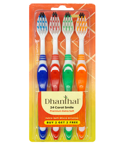 Paquete de cepillos de dientes extra suaves de primera calidad para uso diario, compre 2 y obtenga 2 gratis, con mango de agarre cómodo y diseño de cerdas suaves que no dañan las encías - Product Image 4