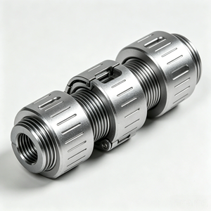 Acoplamiento hueco de aluminio anodizado segmentado de 3 etapas, fresado CNC y electroerosión por hilo, accesorio de tubería roscado para equipos de fluidos - Product Image 2