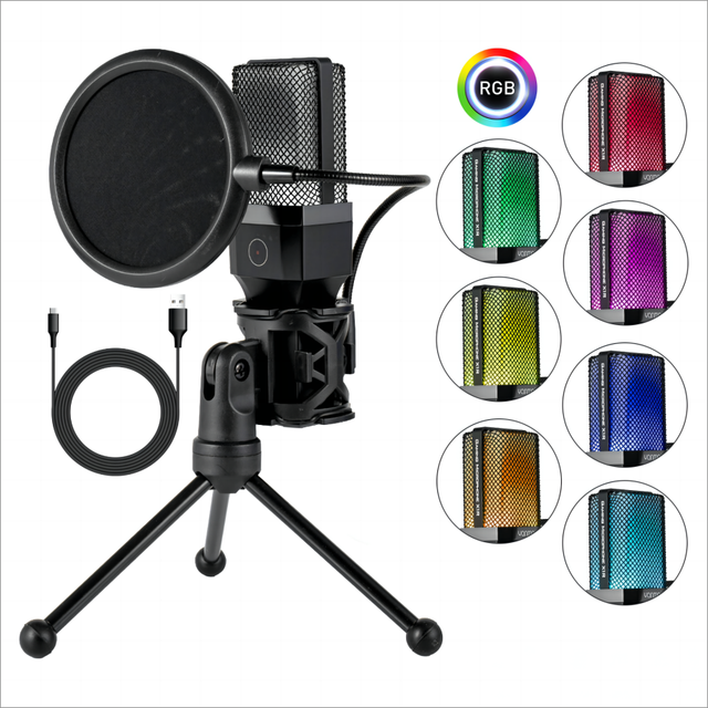 Demao X1R USB Streaming Podcast Microphone Studio Cardioid Condenser Mic Kit with Arm Stand PC Recording YouTube Karaoke Gaming