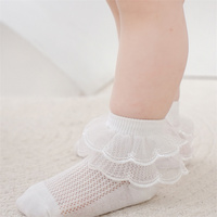 Chaussettes de printemps en coton couleur unie avec étiquette privée pour nouveau-né et bambin Chaussettes en dentelle et à volants pour bébé fille 1 pièce