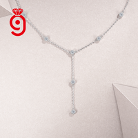 Collier Lariat en Y avec accents de moissanite dispersés, en argent sterling S925, chaîne réglable, bijou délicat et raffiné