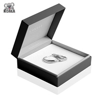 Boîte d'emballage de bijoux en gros avec logo personnalisé, luxe, noire, magnétique, pour hommes, avec rabat, pour boucles d'oreilles, bracelet, collier, bague