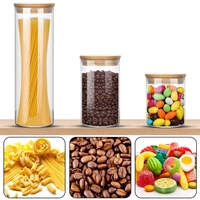 Ensemble de récipients de cuisine en verre borosilicate de haute qualité, pot de conservation avec couvercle en bois